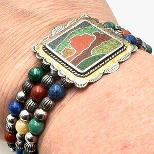 Carolyn Pollack Womens Bracelet Multi Gemstone Sterling Silver Coil Bracelet